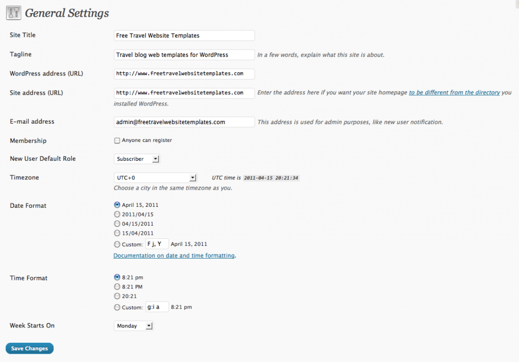 General Settings
